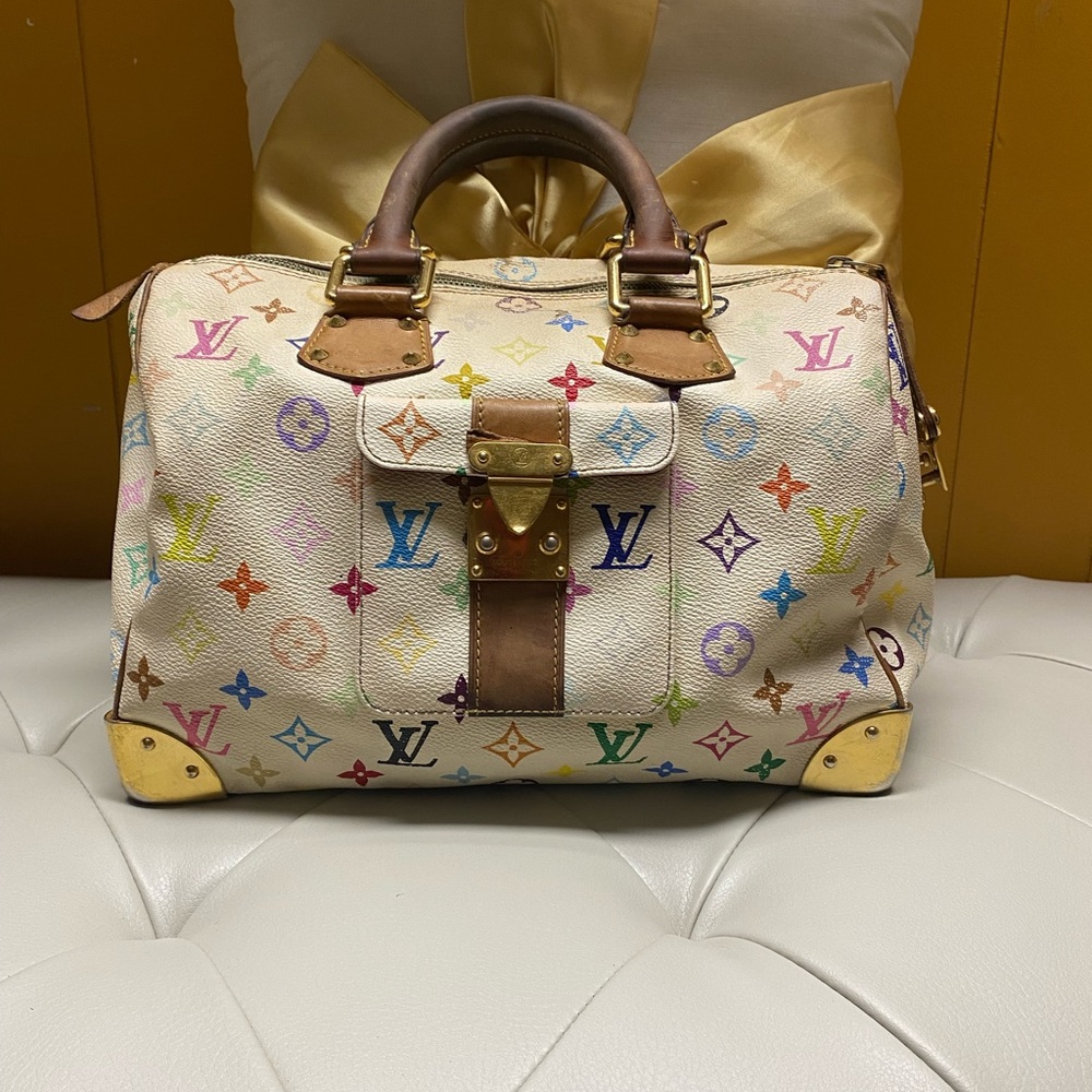 100%Authentic Louis Vuitton multicolored speedy 30 satchel bag needs a lil TLC